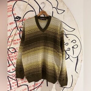 Vintage 80s Gradient Knit V Neck Sweater